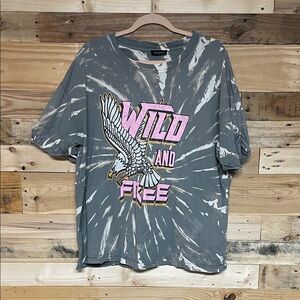 Zutter size Large Wild and Free Tie Dye Short Sleeve 100% Cotton Graphic T-shirt